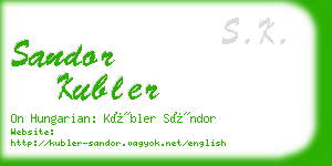 sandor kubler business card